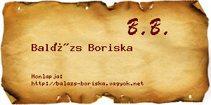 Balázs Boriska névjegykártya